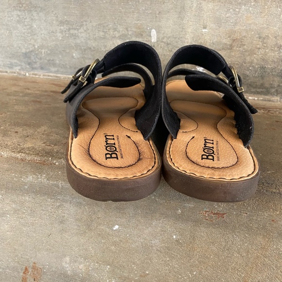 Born Black Leather Double Buckle Slide Sandals - Picture 7 of 8